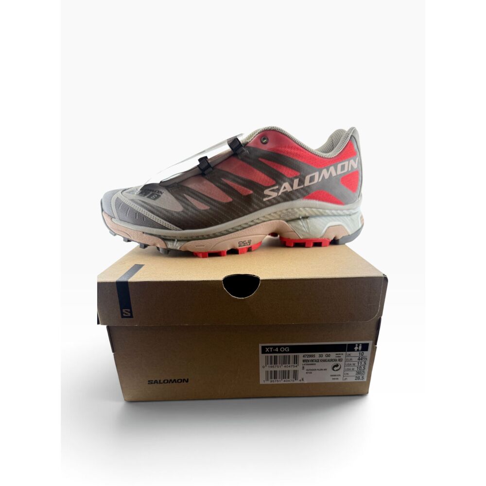 NEW Salomon XT-4 OG Sneakers Men's 10.5/Women's 11.5 Wren Khaki Red 472995
